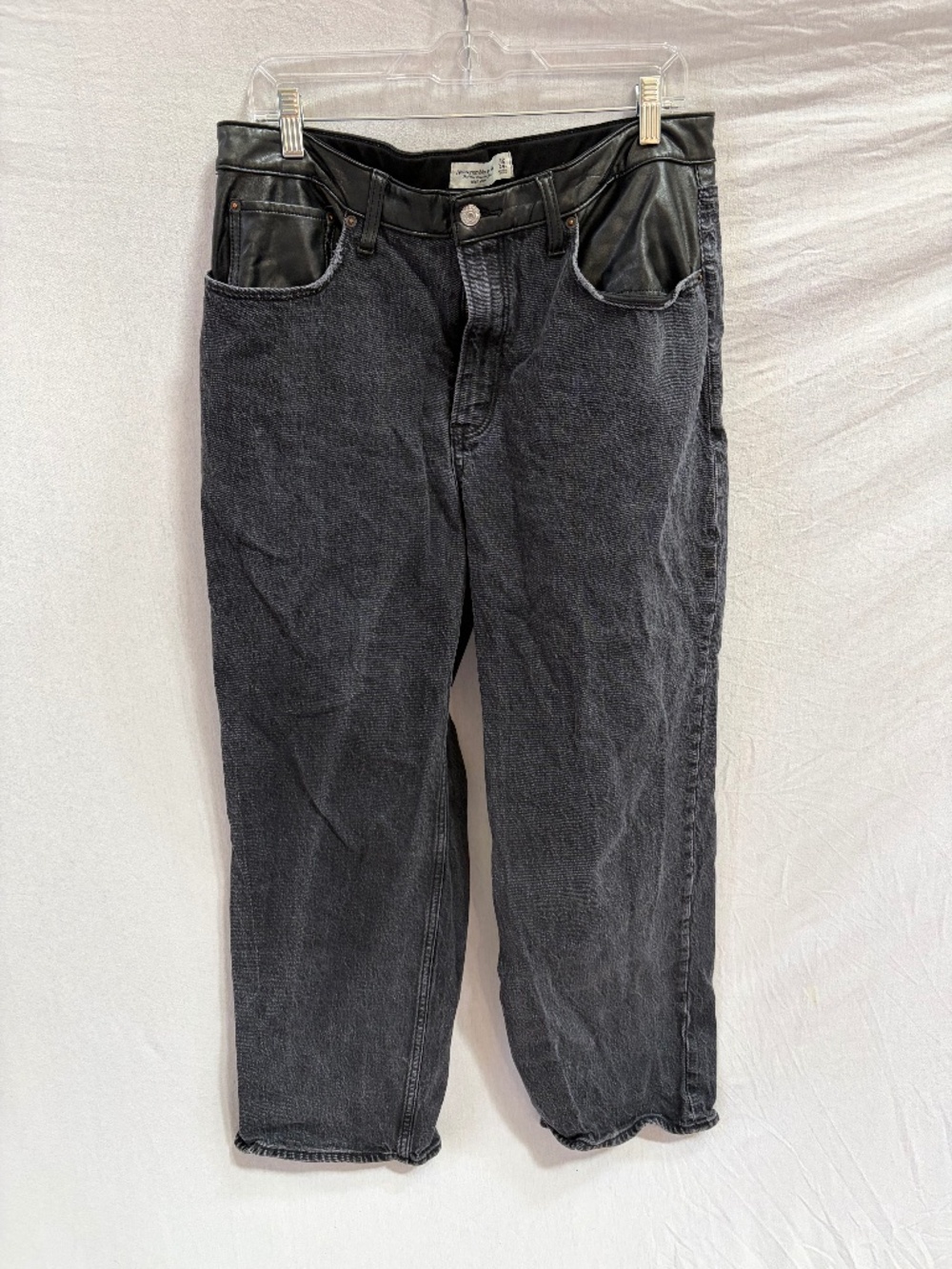 Black leather trim jeans